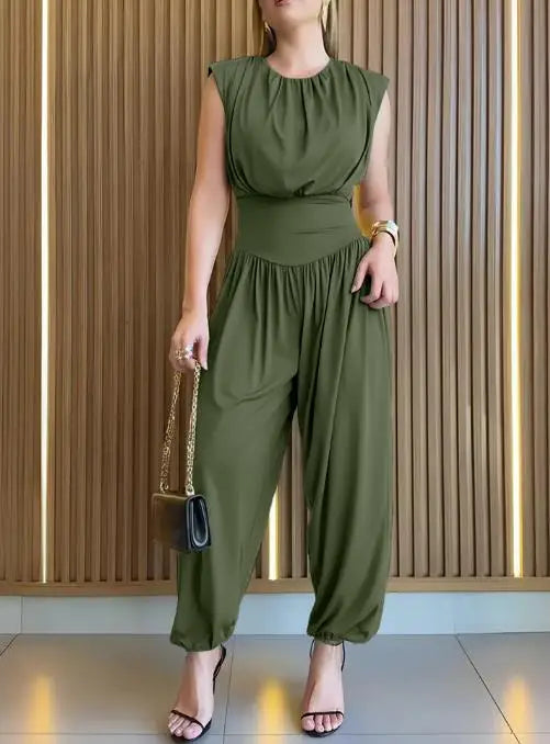 2026 Summer Women's Sleeveless Hollow Back Jumpsuit.
