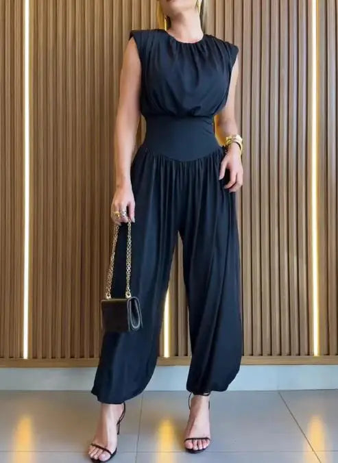 2026 Summer Women's Sleeveless Hollow Back Jumpsuit.