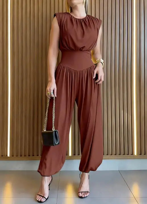 2026 Summer Women's Sleeveless Hollow Back Jumpsuit.