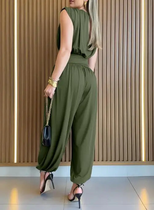 2026 Summer Women's Sleeveless Hollow Back Jumpsuit.