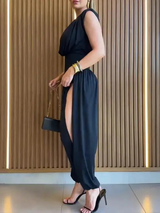 2026 Summer Women's Sleeveless Hollow Back Jumpsuit.