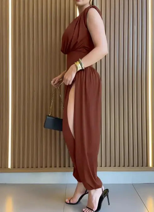 2026 Summer Women's Sleeveless Hollow Back Jumpsuit.