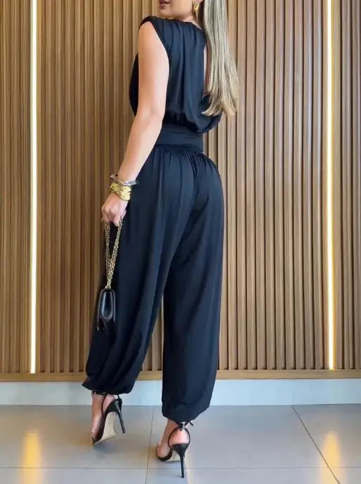 2026 Summer Women's Sleeveless Hollow Back Jumpsuit.