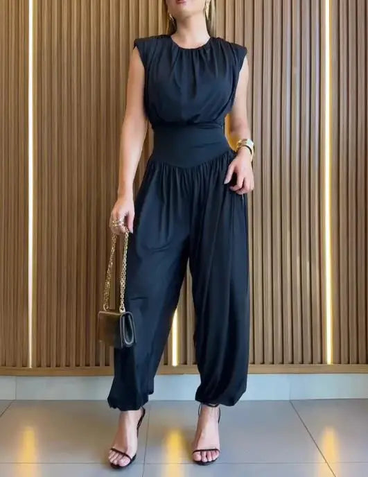 2026 Summer Women's Sleeveless Hollow Back Jumpsuit.
