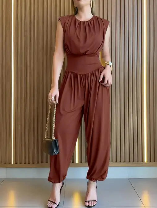 2026 Summer Women's Sleeveless Hollow Back Jumpsuit.